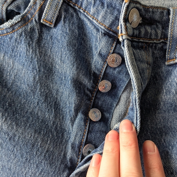 Women's Levis 501 jeans blue high waisted straight leg - Picture 9 of 11